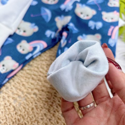  Conj. Casaco Ursinhas After Rain e Calça Legging - Off White e Azul